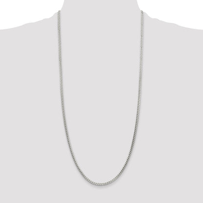 Sterling Silver 3.1mm Diamond-Cut Square Franco Chain Necklace 30"