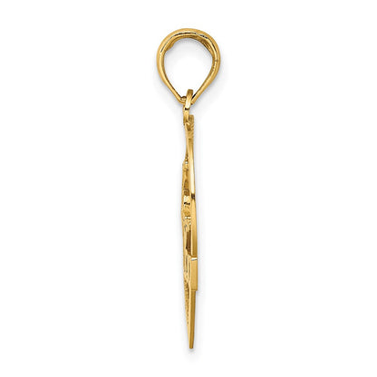 14k Yellow Gold I HEART YOU in Heart Frame Charm Pendant