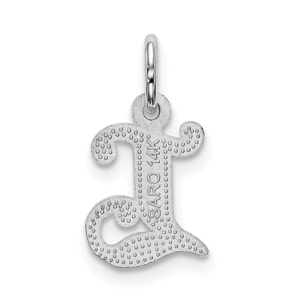 14k White Gold Diamond-cut Letter L Initial Charm Pendant