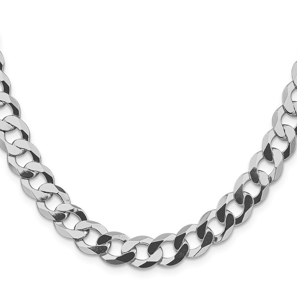 Sterling Silver Rhodium-plated 9.75mm Flat Curb Chain Necklace 22"