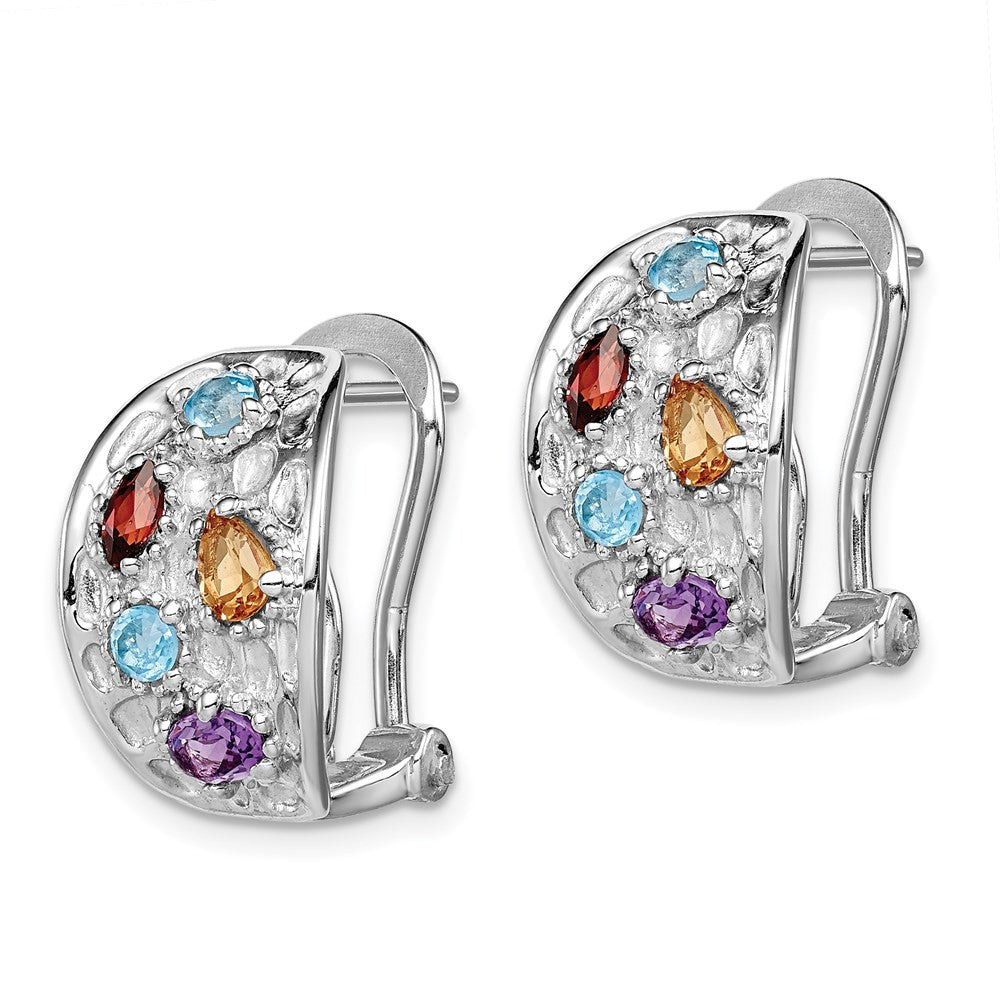 Sterling Silver Amethyst Blue Topaz Garnet Citrine Omega Back Stud Earrings
