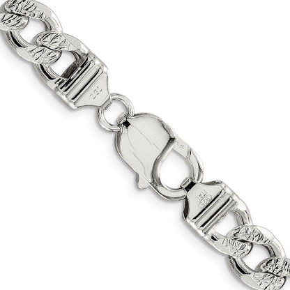 Sterling Silver 9.3mm Pav� Curb Chain Necklace 20"