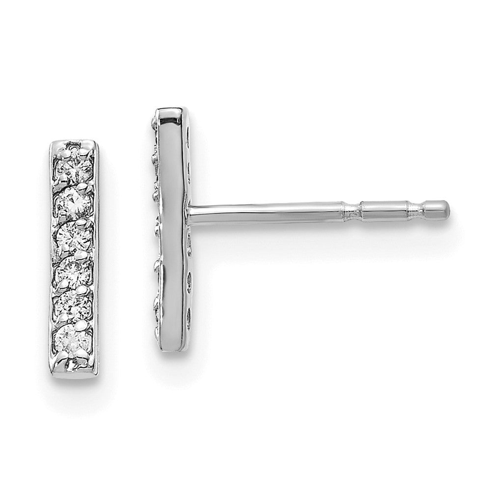 14k White Gold Diamond Bar Dangle Earrings