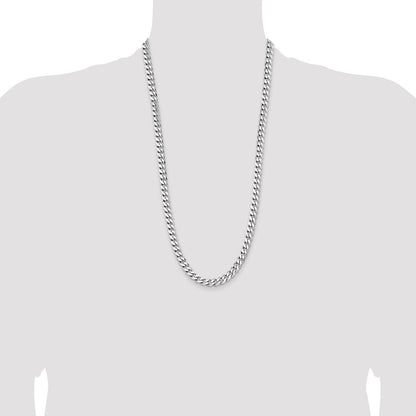 Sterling Silver Rhodium-plated 7.5mm Curb Chain Necklace 28"