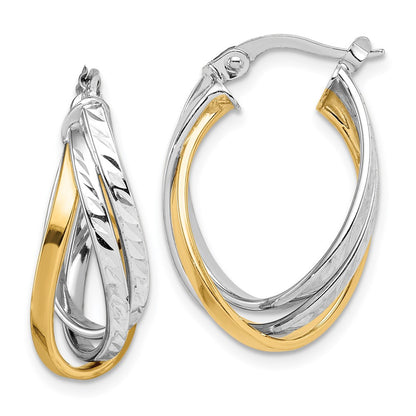 14K Two Tone Hoop Earrings