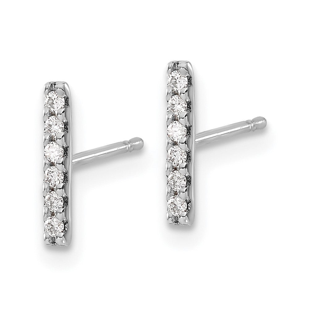 14k White Gold Diamond Bar Dangle Earrings