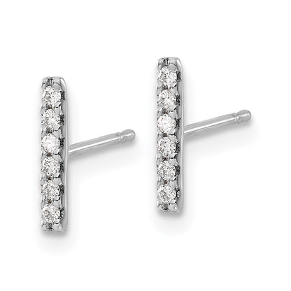 14k White Gold Diamond Bar Dangle Earrings