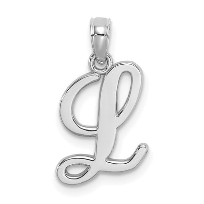 14k White Gold Script Letter L Initial Pendant