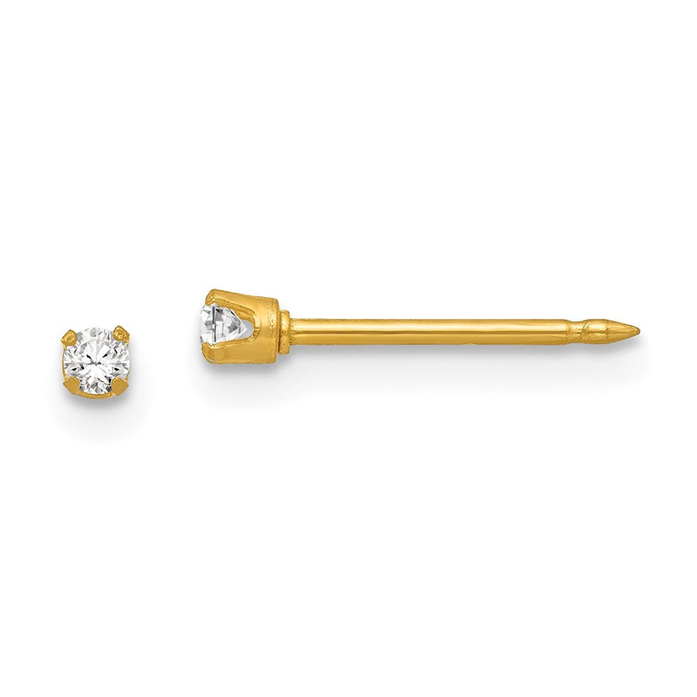 18k Yellow Gold 2mm CZ Stud Earrings