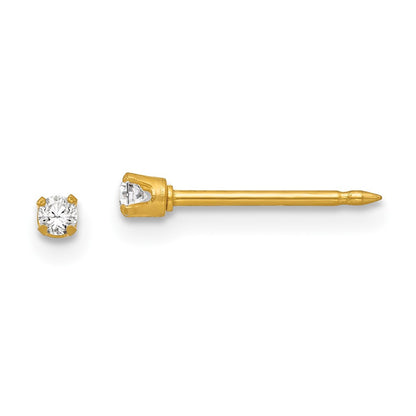 18k Yellow Gold 2mm CZ Stud Earrings