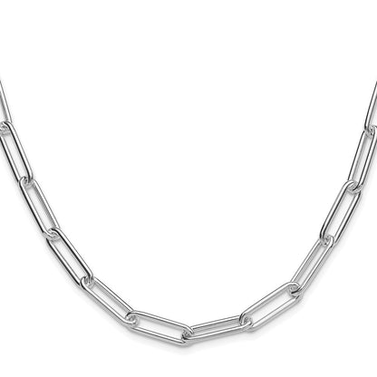Sterling Silver Rhodium-plated Polished 6.5mm Paperclip Chain Necklace 16"