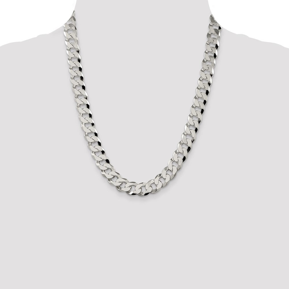 Sterling Silver 12.3mm Beveled Curb Chain Necklace 22"