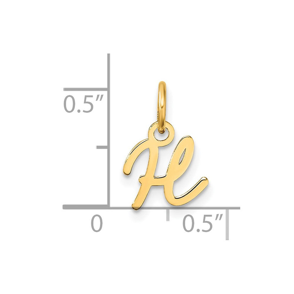 14k Yellow Gold Uppercase Letter H Initial Charm Pendant