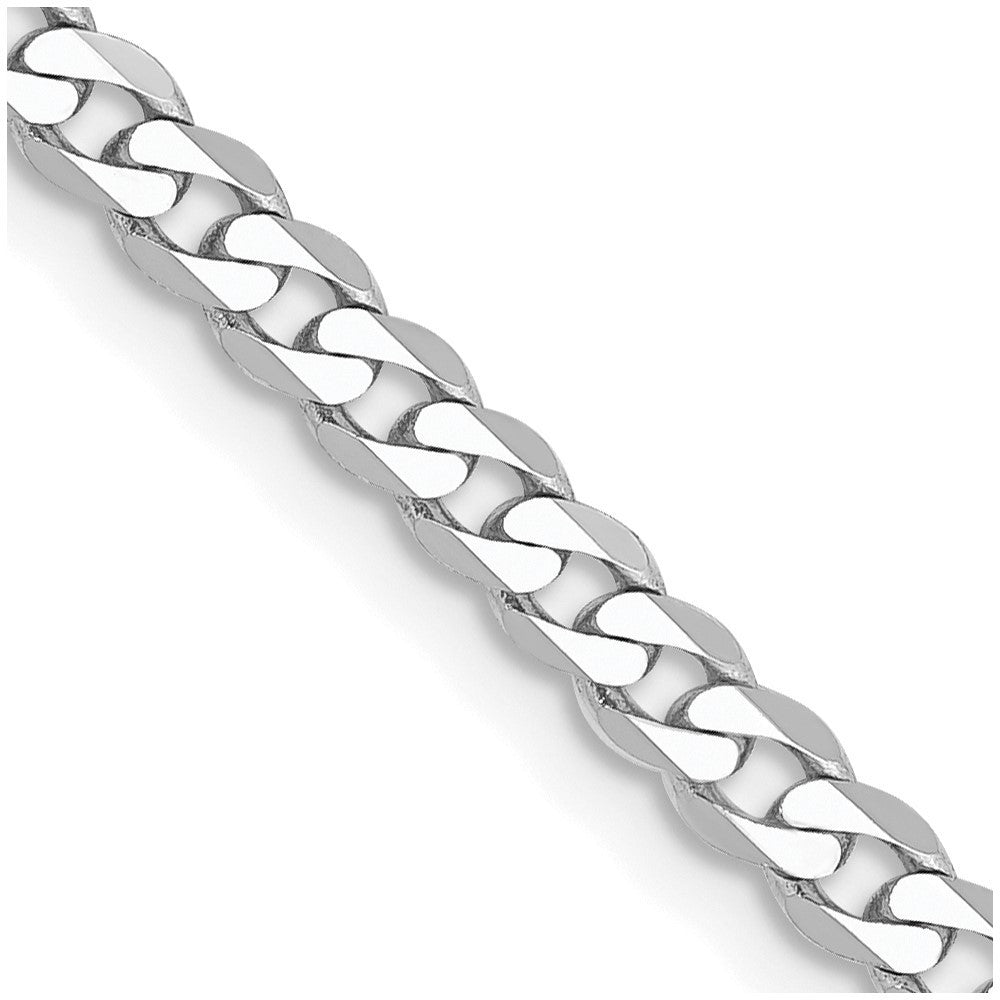 14K White Gold 2.9mm Flat Beveled Curb with Lobster Clasp Chain Necklace 16"
