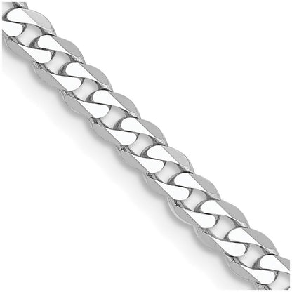 14K White Gold 2.9mm Flat Beveled Curb with Lobster Clasp Chain Necklace 16"