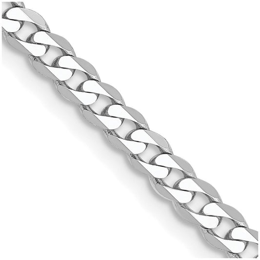 14K White Gold 2.9mm Flat Beveled Curb with Lobster Clasp Chain Necklace 16"