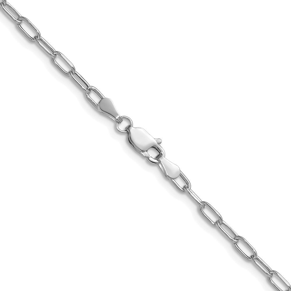14k White Gold 3.0mm Semi-Solid Beveled Paperclip Chain Necklace 30"