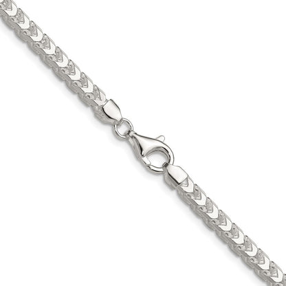 Sterling Silver 4.7mm Diamond-Cut Square Franco Chain Necklace 30"