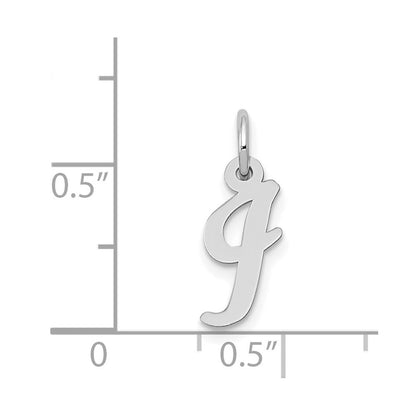 14k White Gold Small Script Letter I Initial Charm Pendant