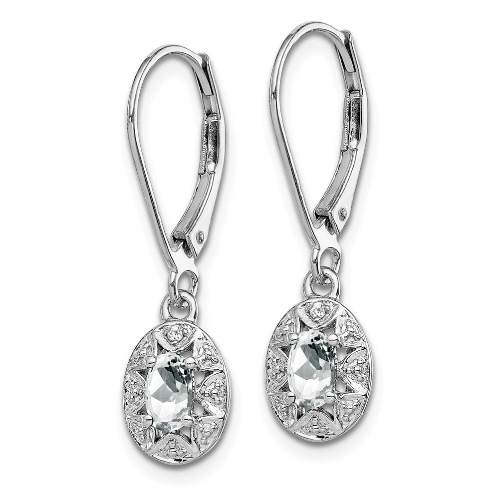 Sterling Silver Rhodium-plated Diam. & White Topaz Dangle Earrings