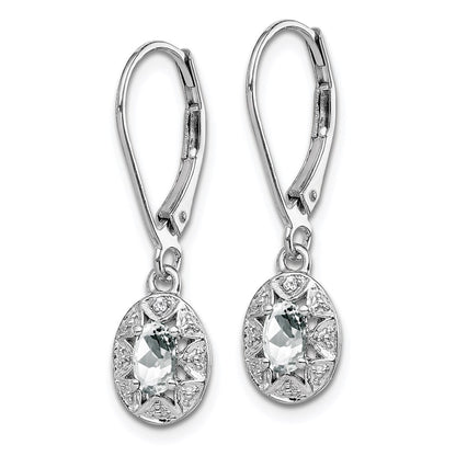 Sterling Silver Rhodium-plated Diam. & White Topaz Dangle Earrings