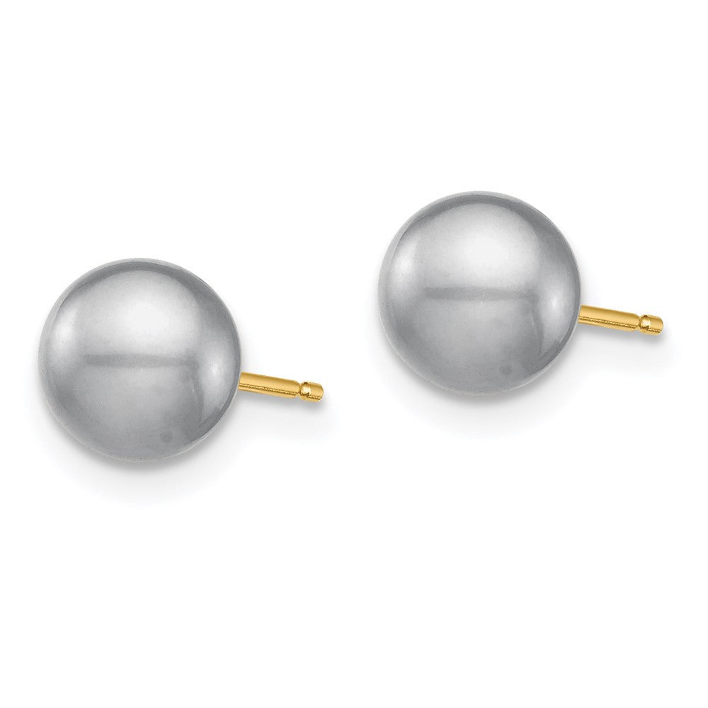14k Gold White, Grey Black Freshwater Cultured Pearl Stud Earrings 3 Pair Set