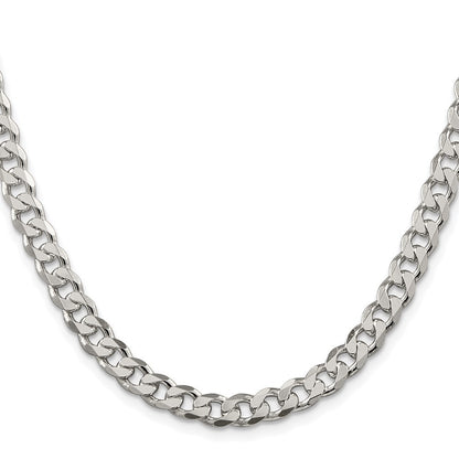 Sterling Silver Rhodium-plated 7mm Pav� Curb Chain Necklace 20"