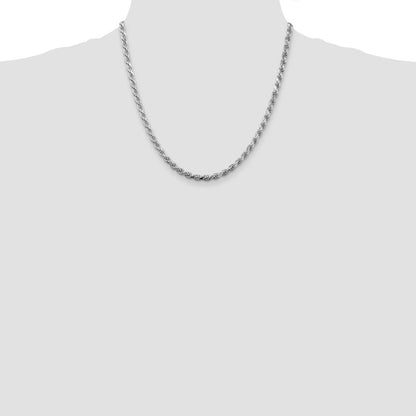 Sterling Silver Rhodium-plated 4.25mm Diamond-cut Rope Chain Necklace 20"