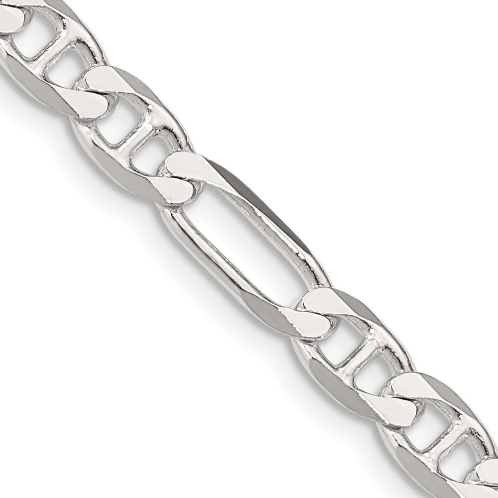 Sterling Silver 5.5mm Figaro Anchor Chain Necklace 24"