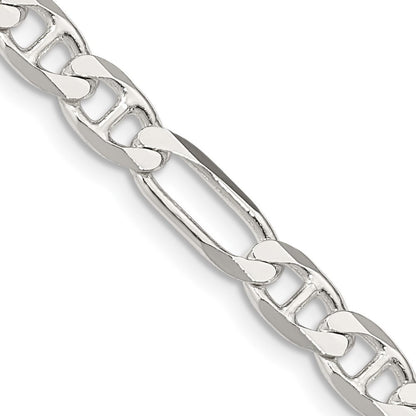 Sterling Silver 5.5mm Figaro Anchor Chain Necklace 24"