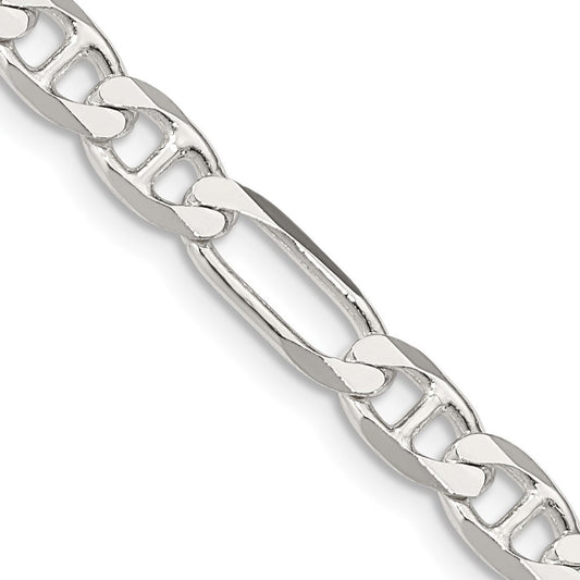 Sterling Silver 5.5mm Figaro Anchor Chain Necklace 24"