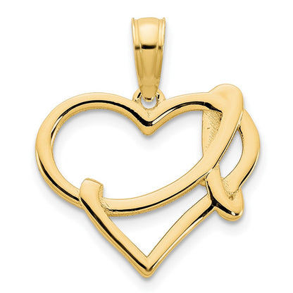 14k Yellow Gold Fancy Heart Pendant