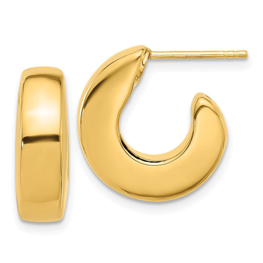 14k Yellow Gold Polished J-Hoop Earrings