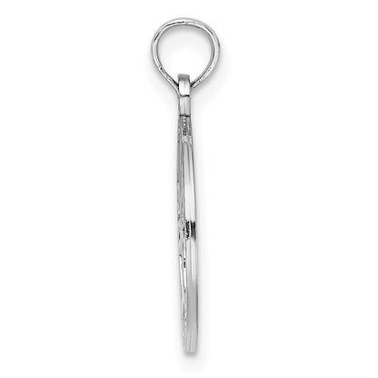 14k White Gold Small Tree of Life In Round Frame Charm Pendant