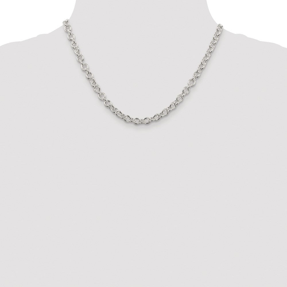 Sterling Silver Rhodium-plated 6.1mm Cable Chain Necklace 18"