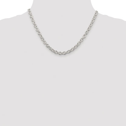 Sterling Silver Rhodium-plated 6.1mm Cable Chain Necklace 18"