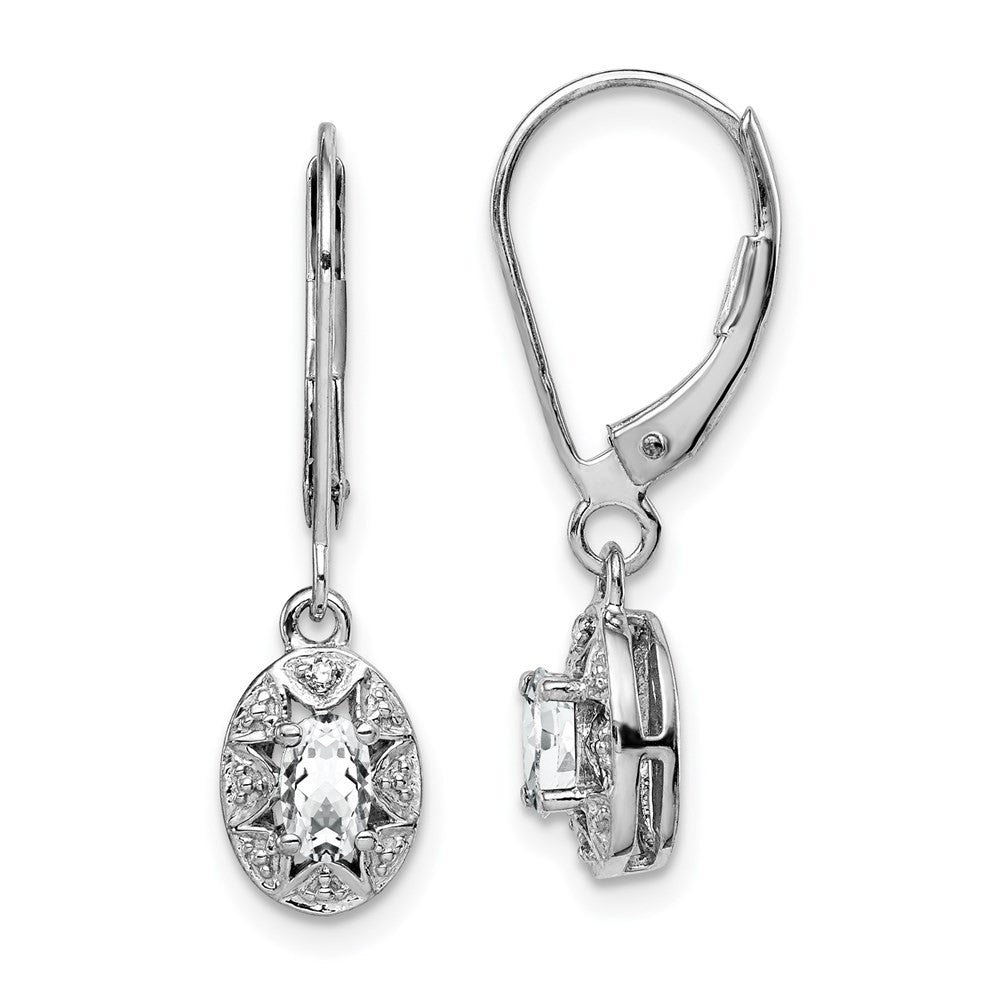 Sterling Silver Rhodium-plated Diam. & White Topaz Dangle Earrings