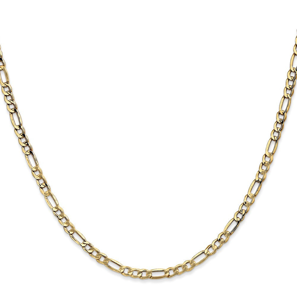 14k Yellow Gold 3.5mm Semi-Solid Figaro with Lobster Clasp Chain Necklace 20"