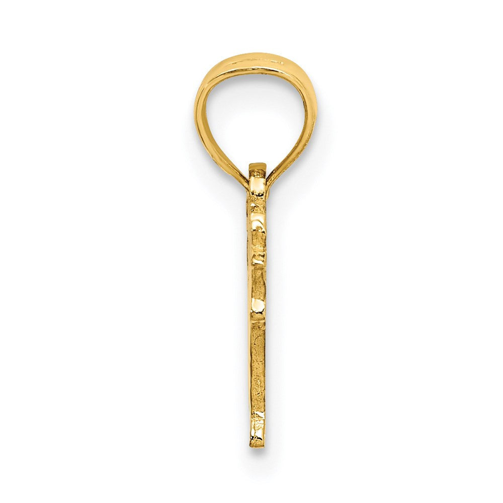 14k Yellow Gold Flat and Engraved Cow Charm Pendant