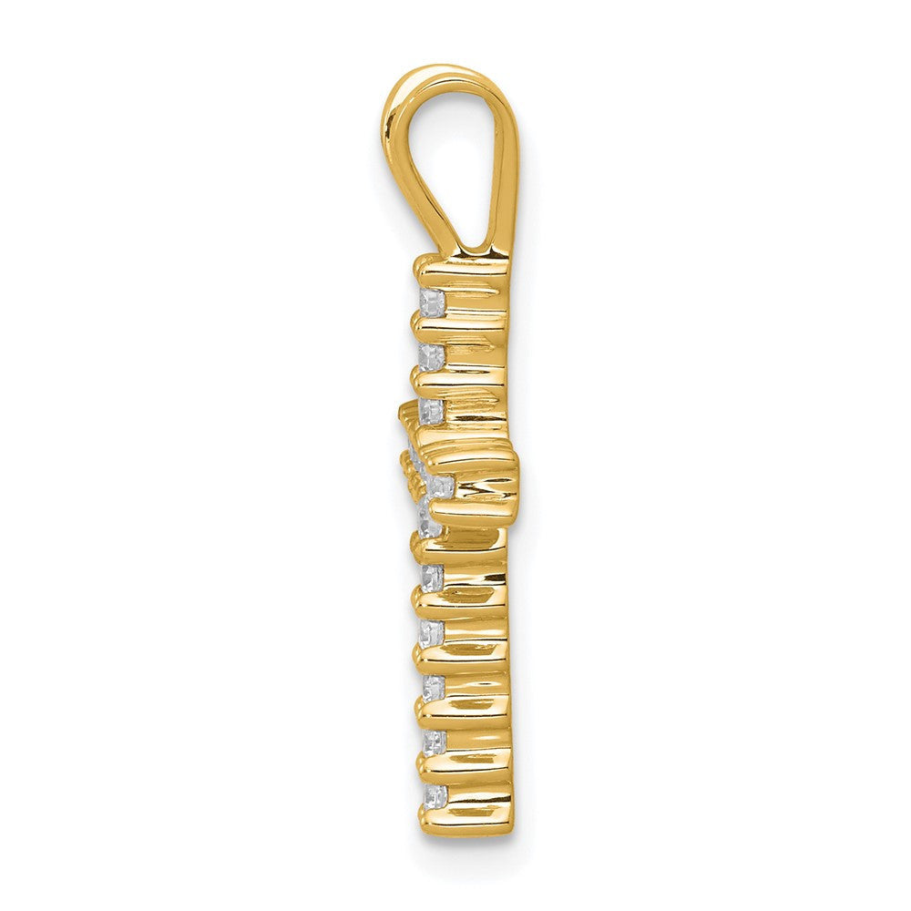 14k Yellow Gold and Rhodium Diamond Latin Cross Pendant