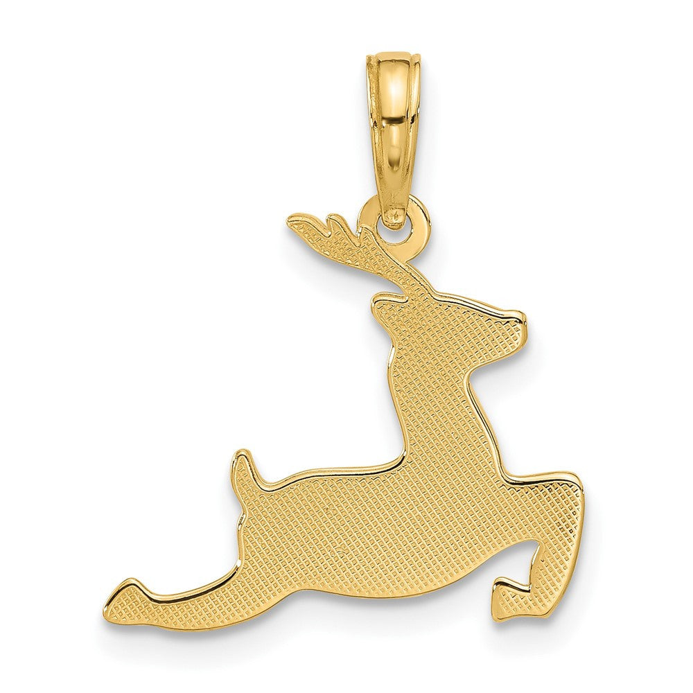14k Yellow Gold Polished Prancing Reindeer Charm Pendant