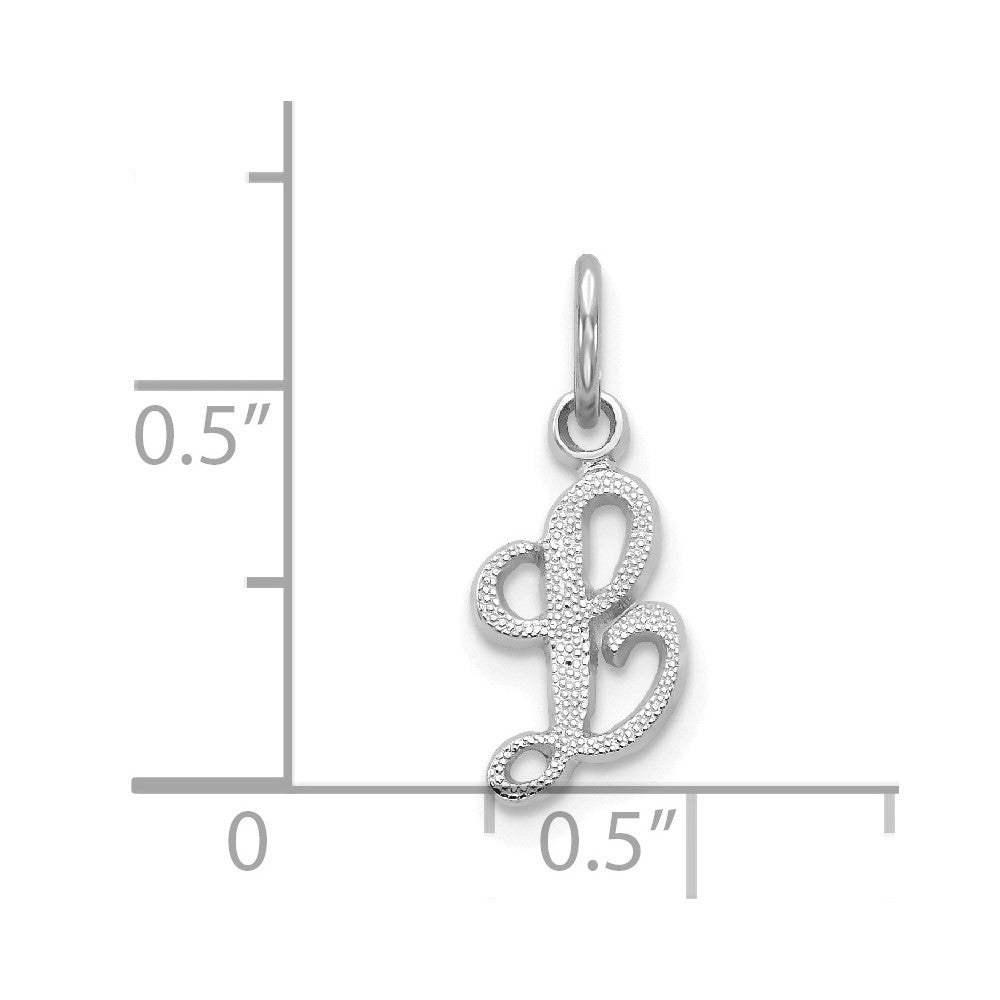 14k White Gold Casted Script Letter L Initial Charm Pendant