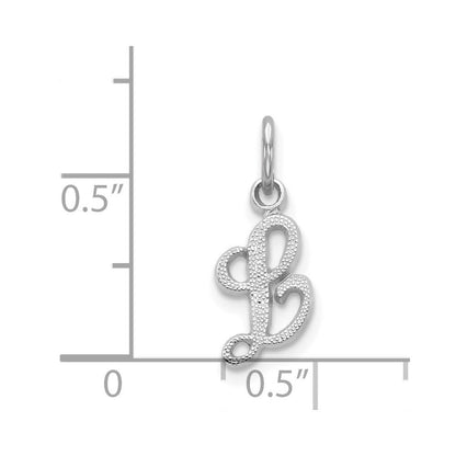 14k White Gold Casted Script Letter L Initial Charm Pendant