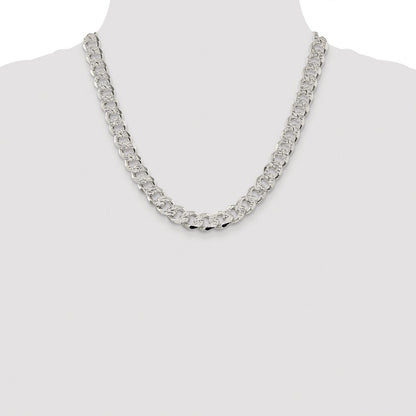 Sterling Silver Rhodium-plated 11.0mm Pav� Curb Chain Necklace 20"
