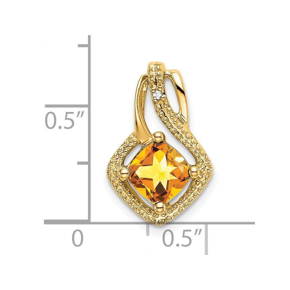 14k Yellow Gold Citrine and Diamond Pendant
