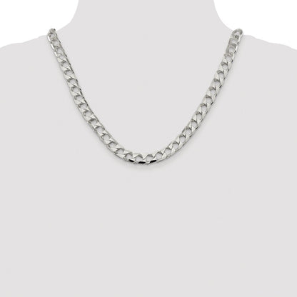 Sterling Silver Rhodium-plated Diamond-Cut Square Curb Chain Necklace 20"