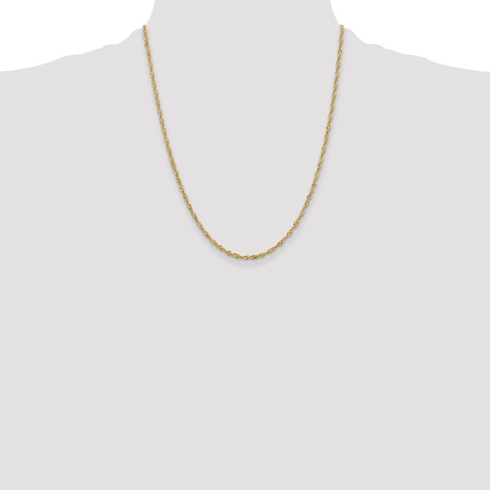 14k Yellow Gold 2mm Singapore with Lobster Clasp Chain Necklace 22"
