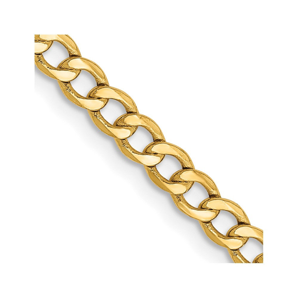 14k Yellow Gold 2.85mm Semi-Solid Curb Chain Necklace 26"