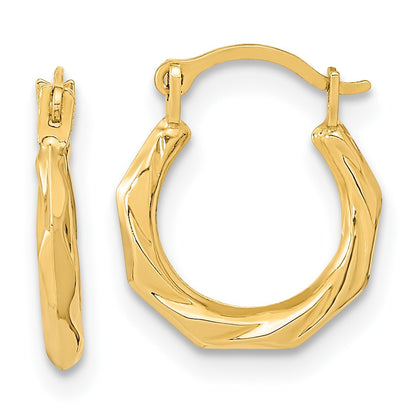 14k Yellow Gold Polished Twist Hoop Earrings