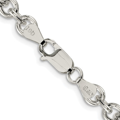 Sterling Silver Rhodium-plated 6.1mm Cable Chain Necklace 24"